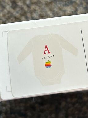 NWT NIB Apple infant 3 - 6 months white long sleeve bodysuit A is for Apple baby
